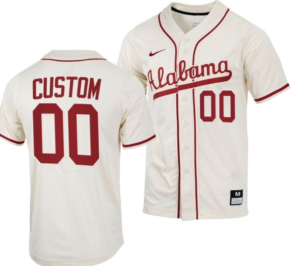 Custom Alabama Baseball Jersey Name And Number Ncaa College Natural