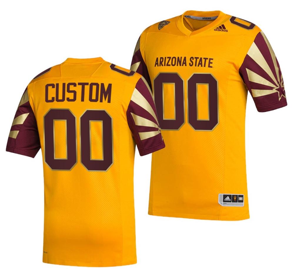 Custom Arizona State Sun Devils Jersey College Football Gold Reverse Retro