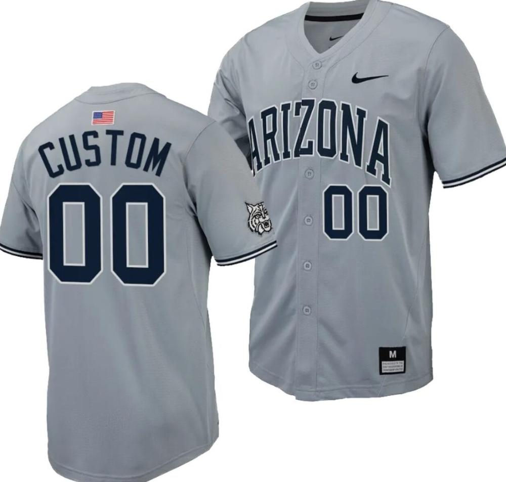 Custom Arizona Wildcats Jersey Name And Number Replica Baseball Full button Gray