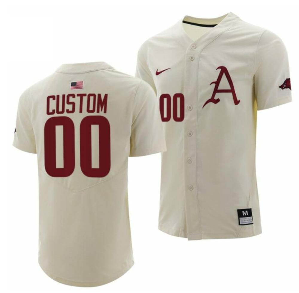 Custom Arkansas Razorbacks Jersey Name And Number Baseball Ncaa College Natural