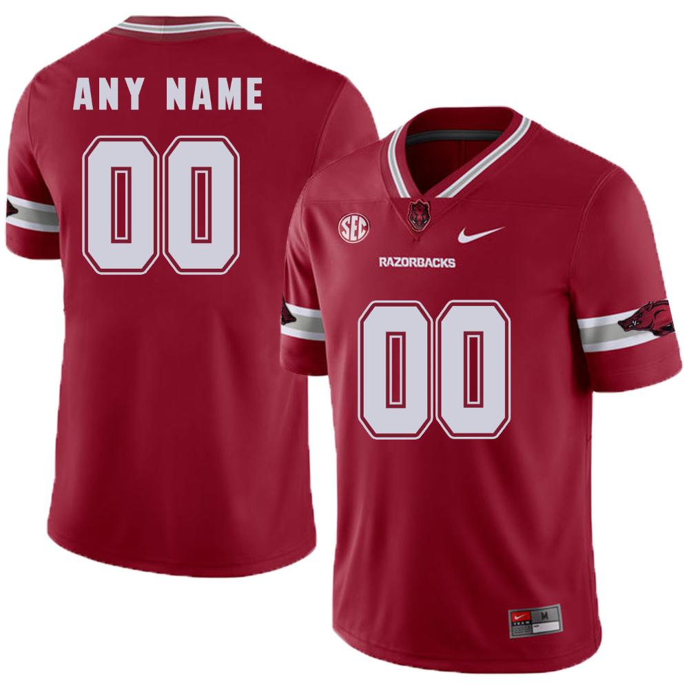 Custom Arkansas Razorbacks Jersey Name And Number College Football Sec Patch Red