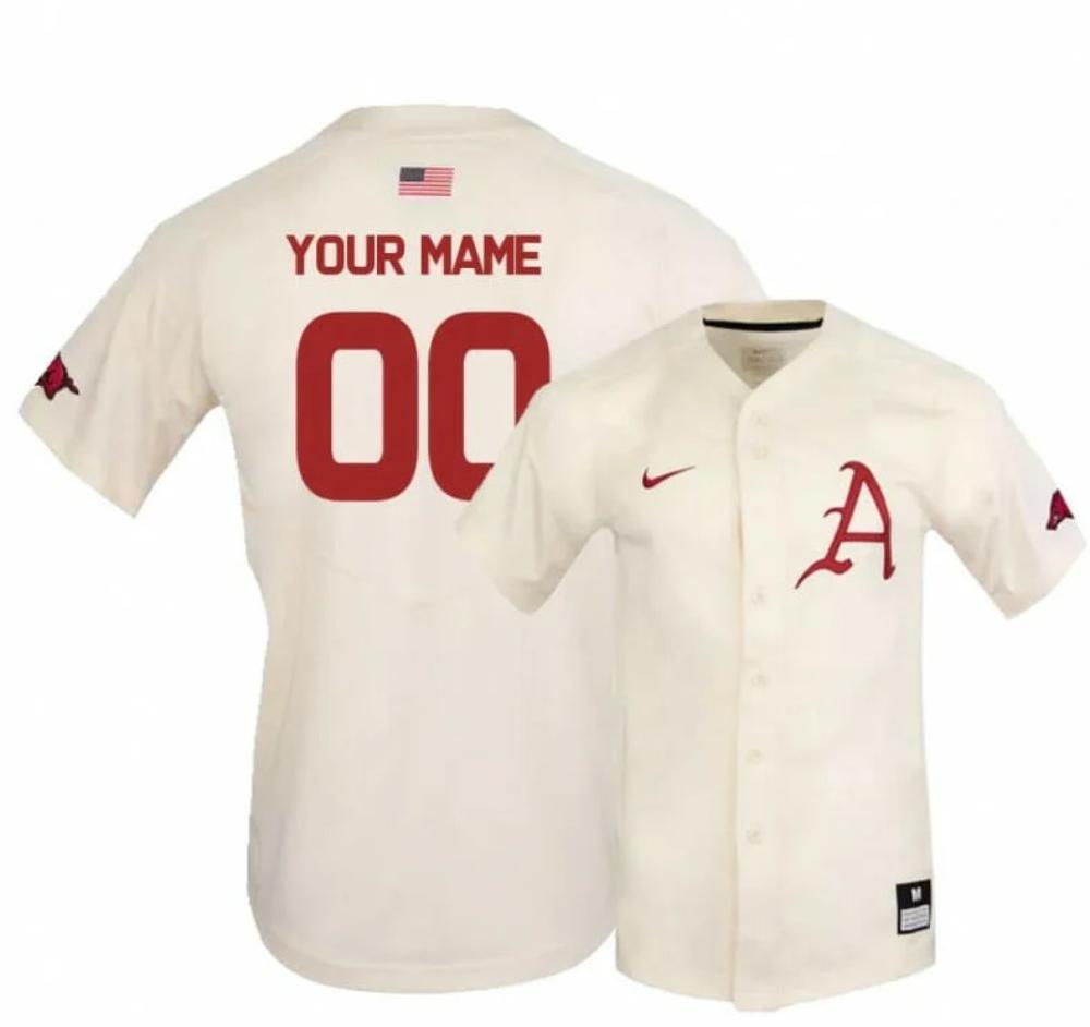 Custom Arkansas Razorbacks Jersey Ncaa Baseball White Elite