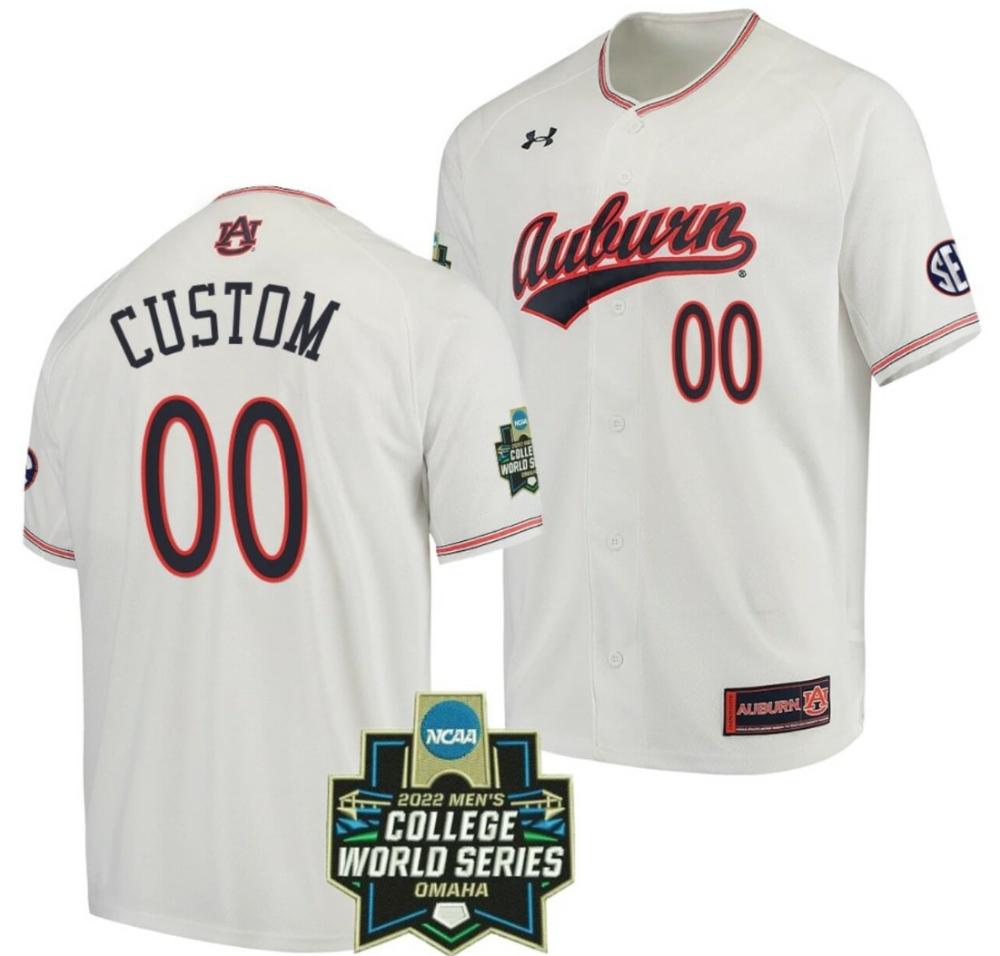 Custom Auburn Tigers Baseball Jersey Name And Number Ncaa 2022 College World Se