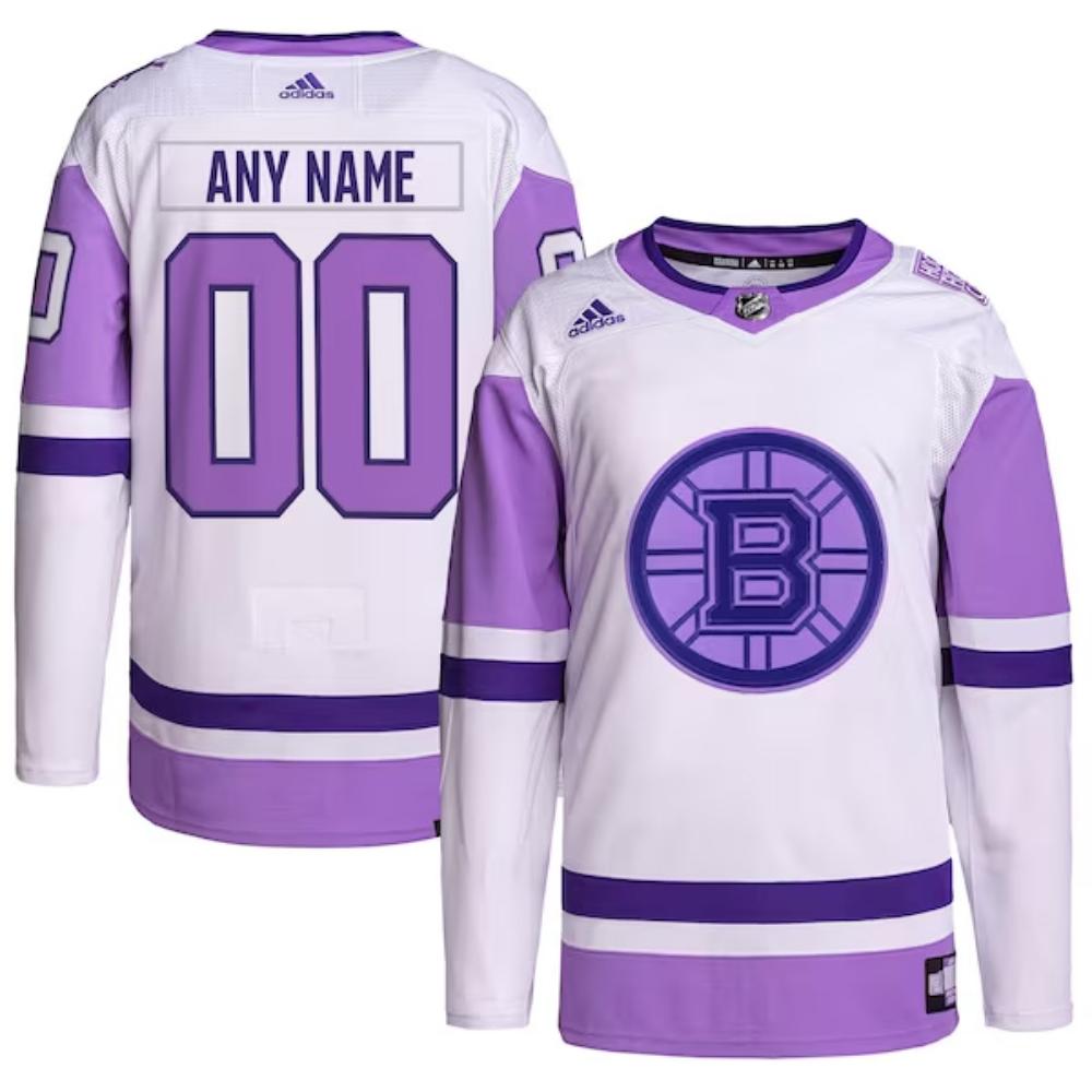 Custom Boston Bruins Hockey Fights Cancer Purple Jersey All Stitched