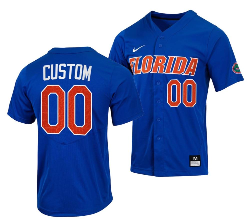 Custom Florida Gators Baseball Jersey Name And Number College Full Button Royal