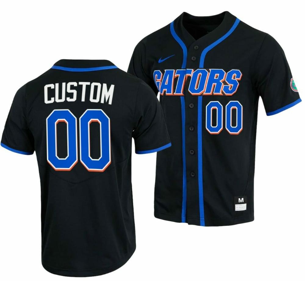 Custom Florida Gators Baseball Jersey Ncaa College Full Button Black