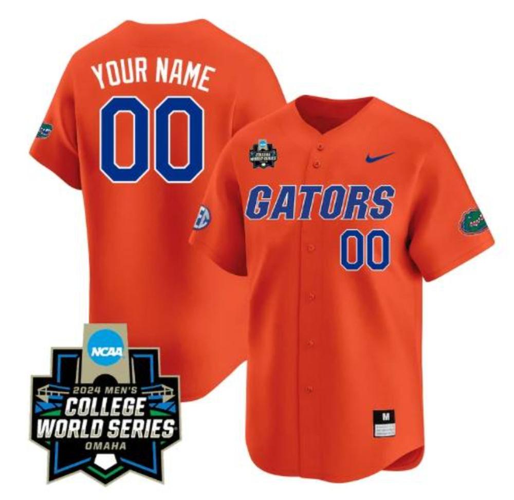 Custom Florida Gators Jersey 2024 World Series Baseball Stitched Gators Orange