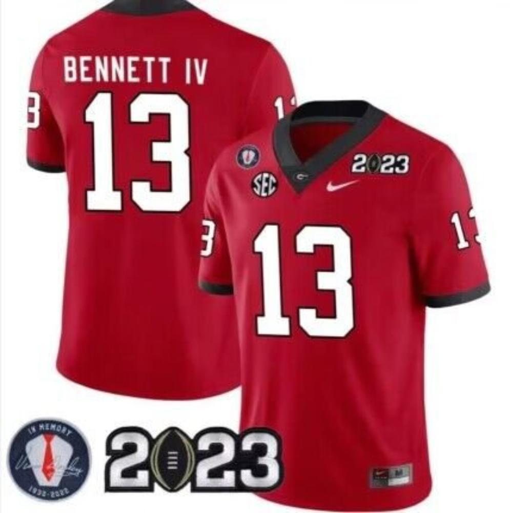 Custom Georgia Bulldogs Red 2023 Patch Stitched Football Jersey