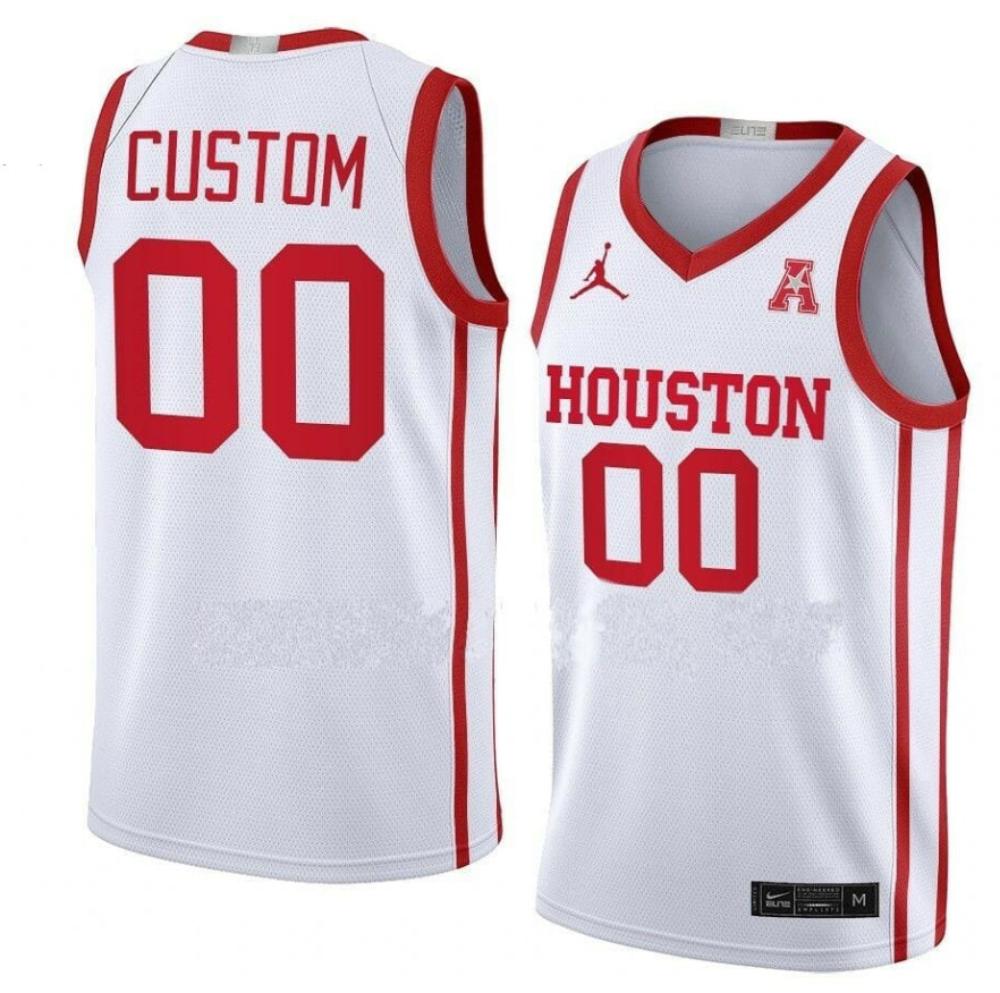 Custom Houston Cougars Jersey Basketball College Name And Number White