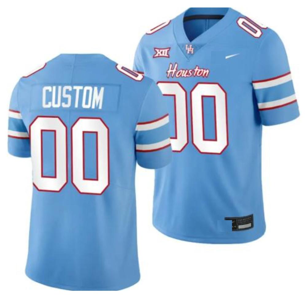 Custom Houston Cougars Oilers Jersey Name And Number Ncaa Football Blue