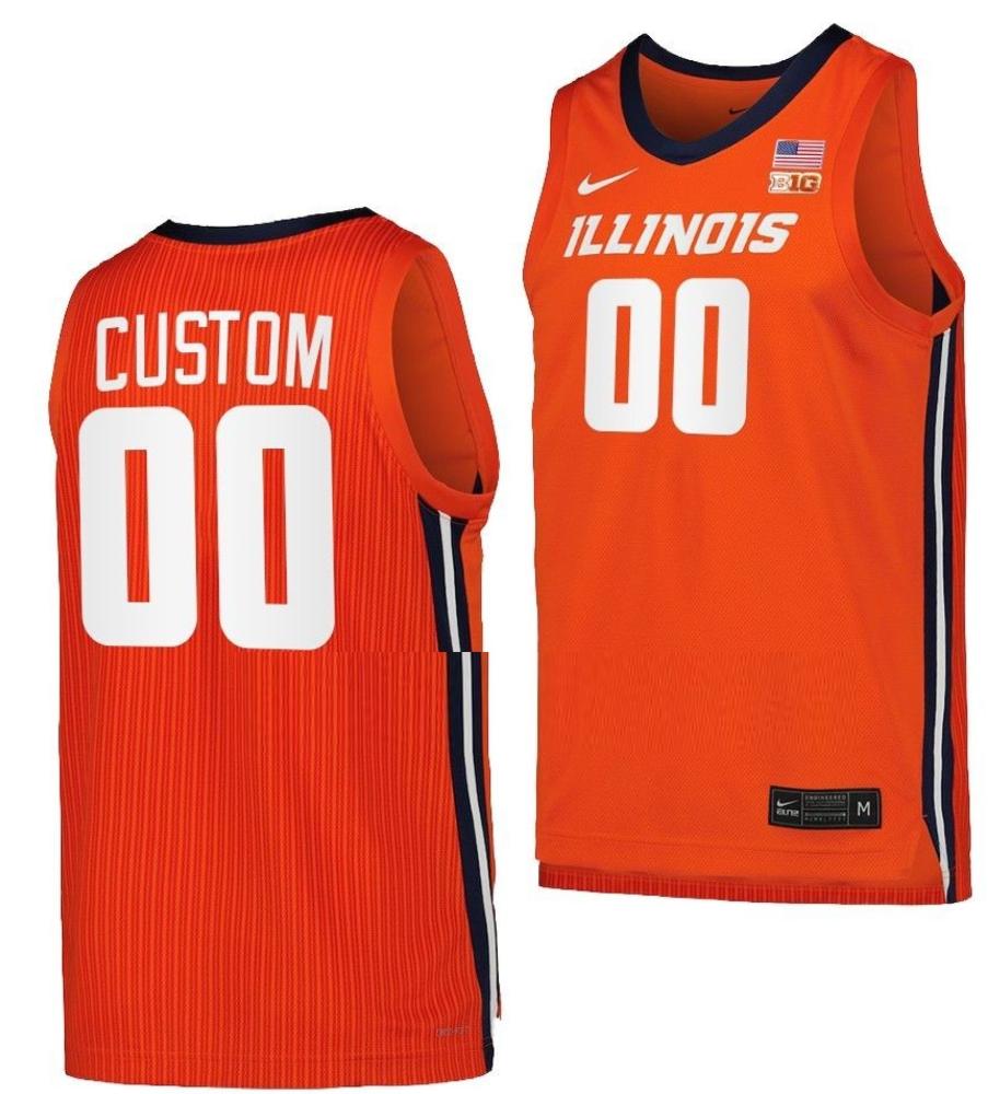 Custom Illinois Fighting Illini Jersey Name And Number College Replica Orange