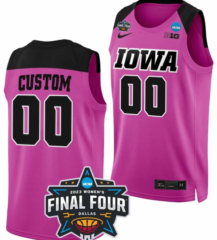 Custom Iowa Hawkeyes Jersey College Basketball 2023 Ncaa Final Four Pink