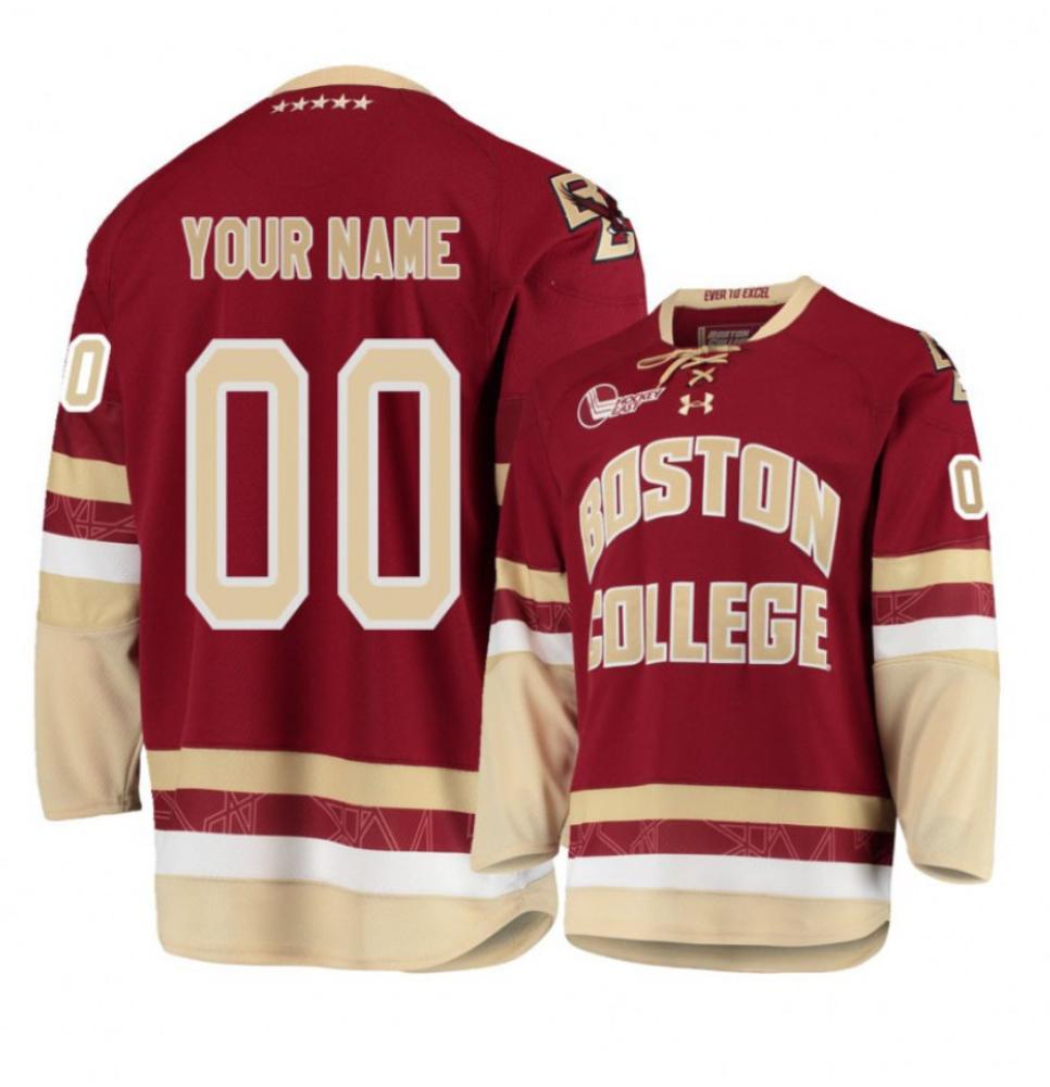 Custom Jersey Boston College Eagles Red Jersey 2024 Ncaa Mens Hockey Champions