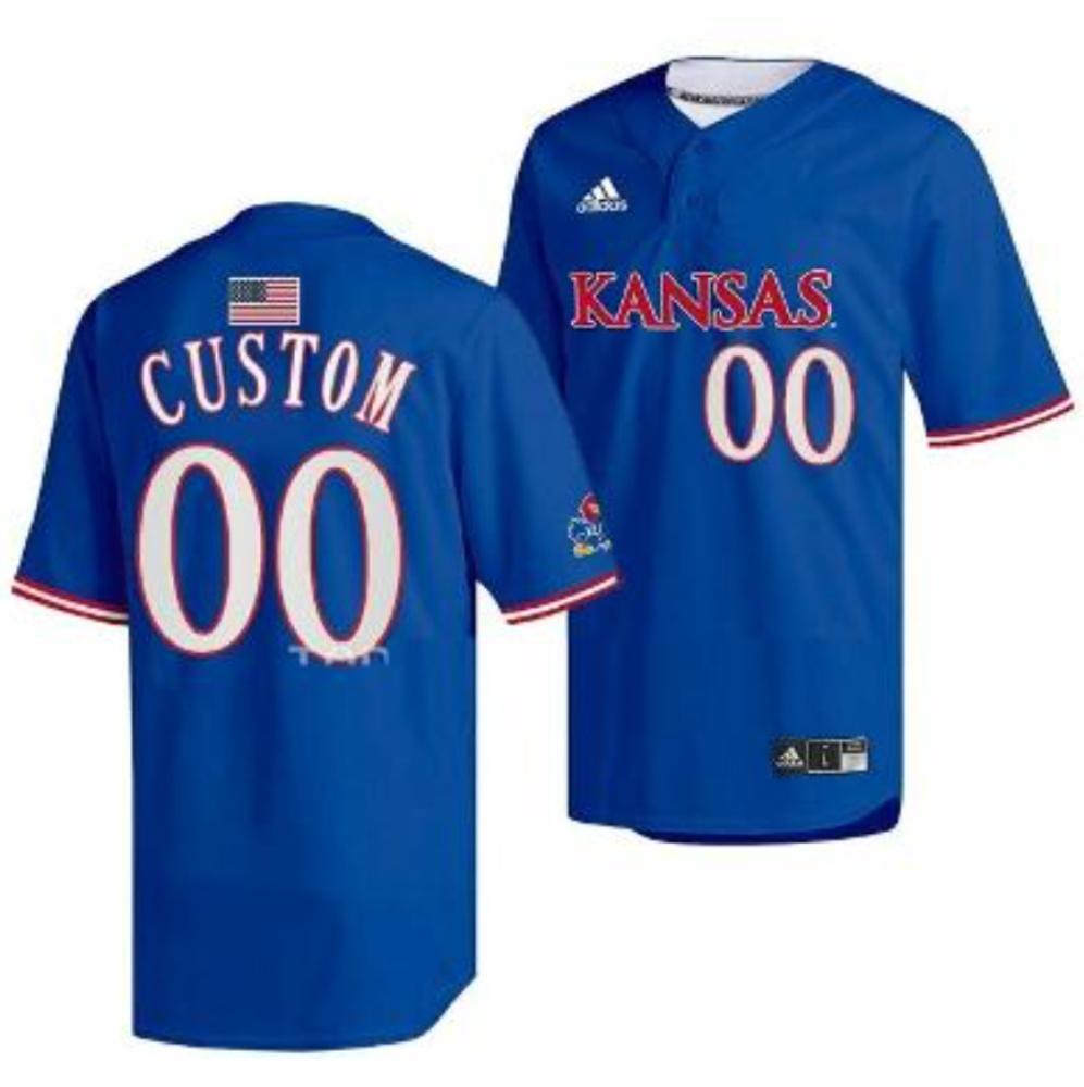 Custom Kansas Jayhawks Jersey Baseball Ncaa College Royal All Stitched