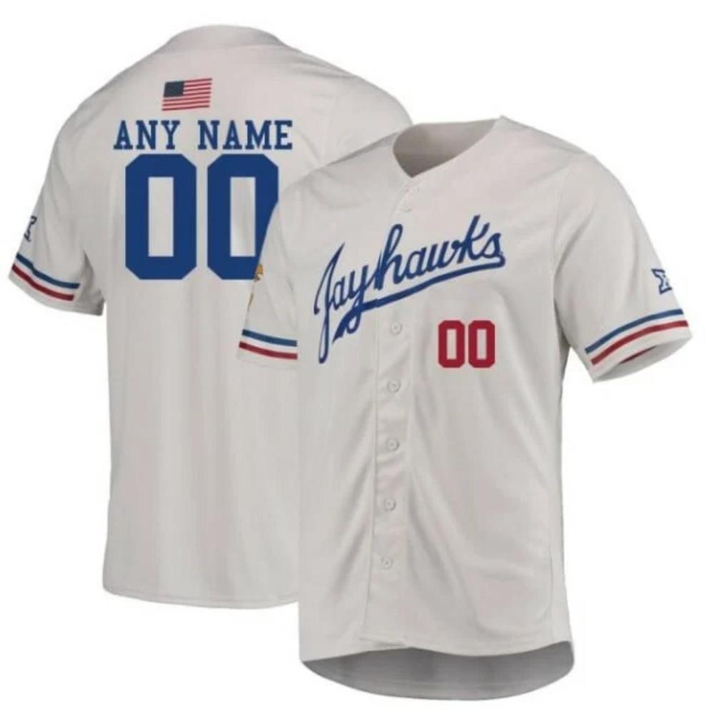 Custom Kansas Jayhawks Jersey Name And Number Baseball Ncaa College White