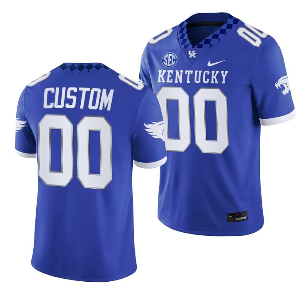 Custom Kentucky Wildcats Jersey Name Number Ncaa Football 2023 Game Home Blue