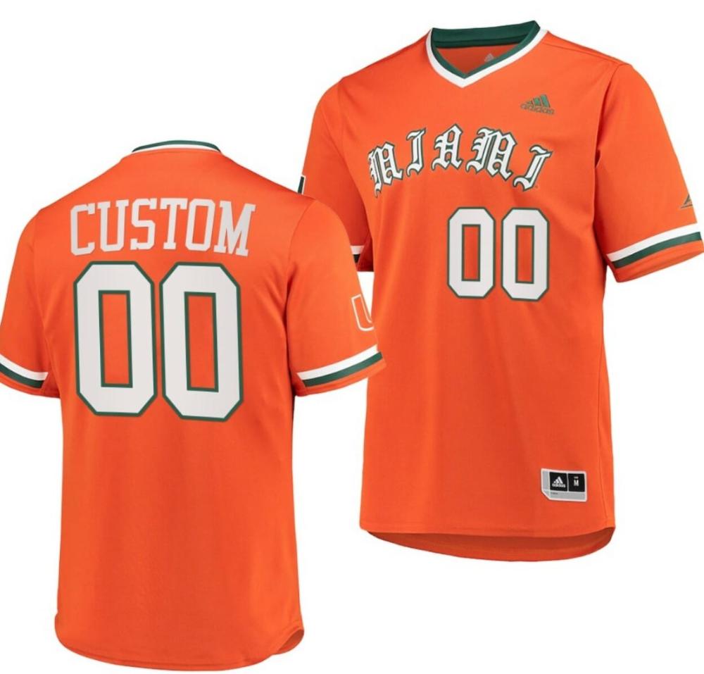 Custom Miami Hurricanes Jersey Name And Number Baseball Ncaa College Orange Pri