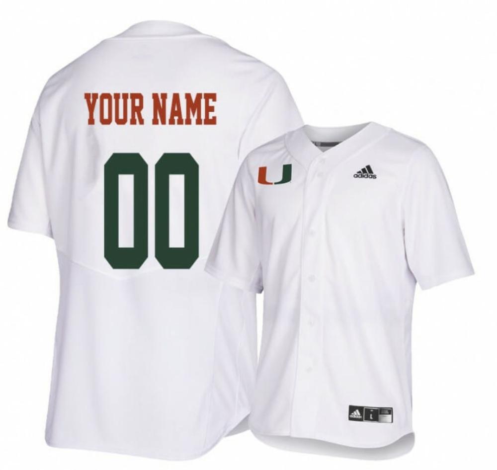 Custom Miami Hurricanes Jersey Name And Number College Baseball White