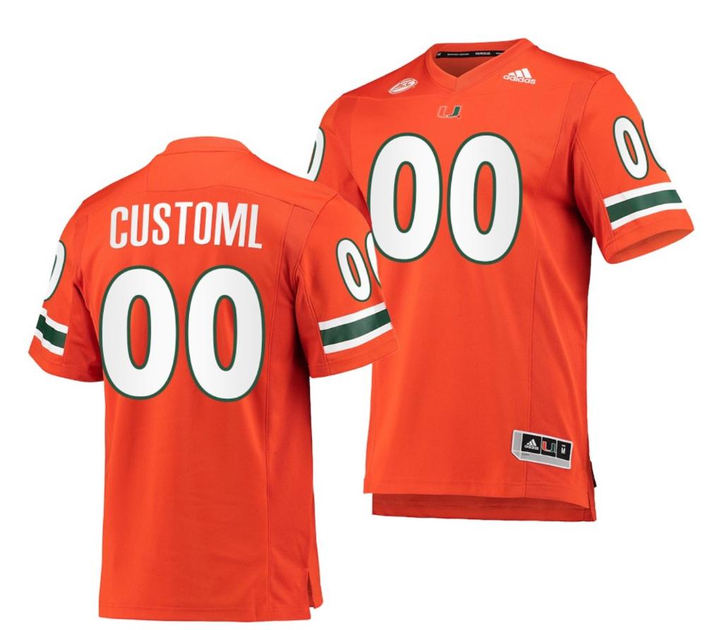 Custom Miami Hurricanes Jersey Name Number Ncaa College Football Premier Orange