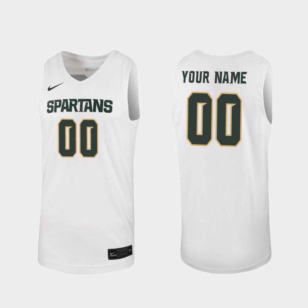 Custom Michigan State Spartans Jersey Name And Number College Basketball White