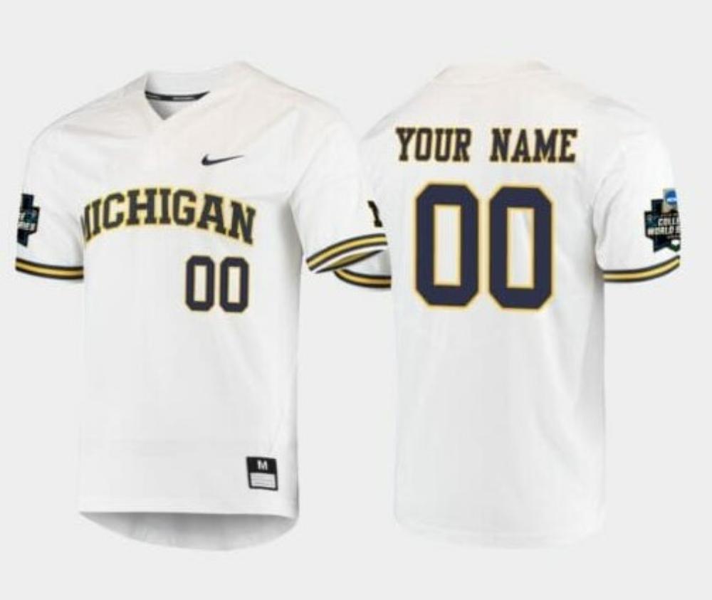 Custom Michigan Wolverines Jersey Name And Number White 2019 Ncaa Baseball Coll
