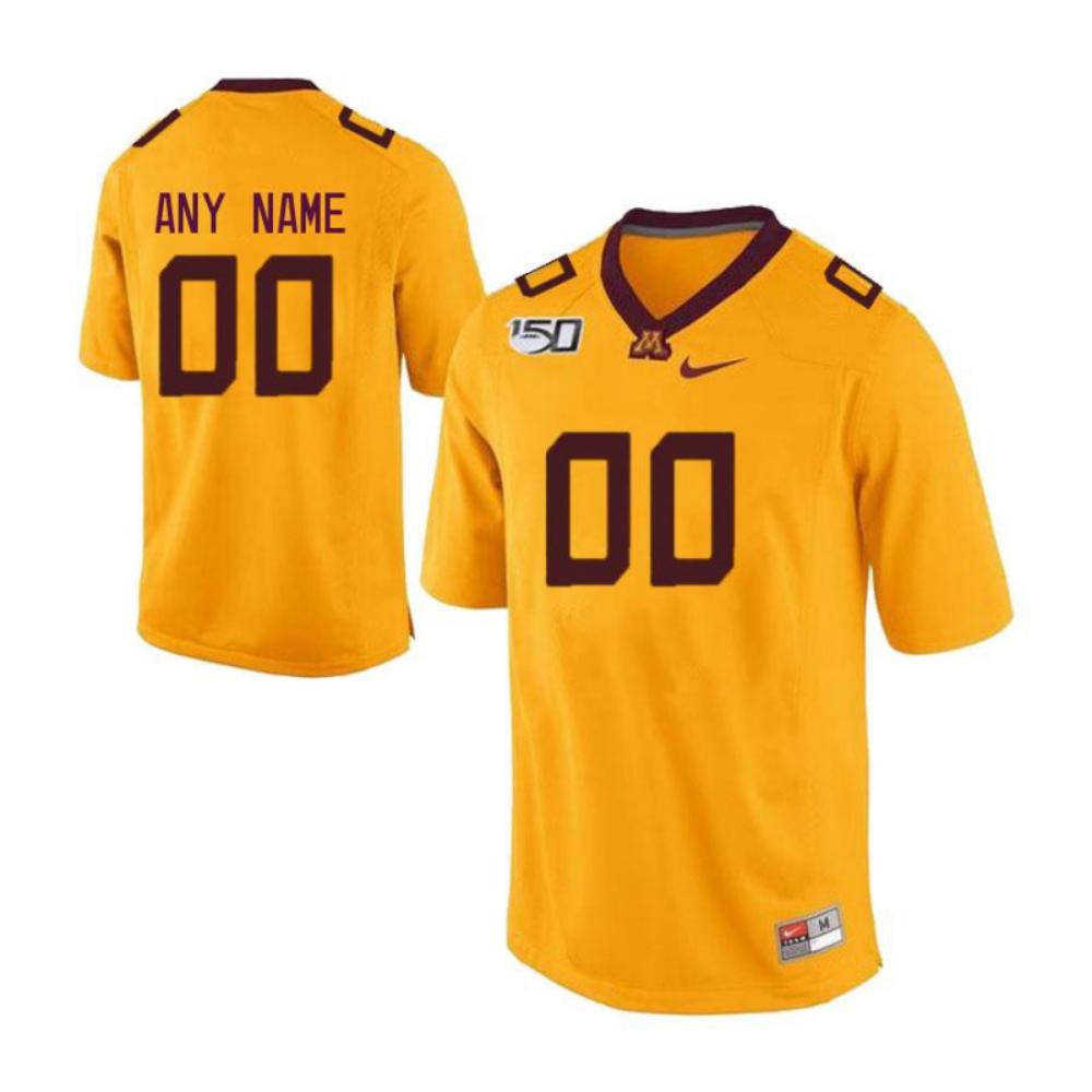 Custom Minnesota Golden Gophers Jersey Name Number Ncaa College Football Gold
