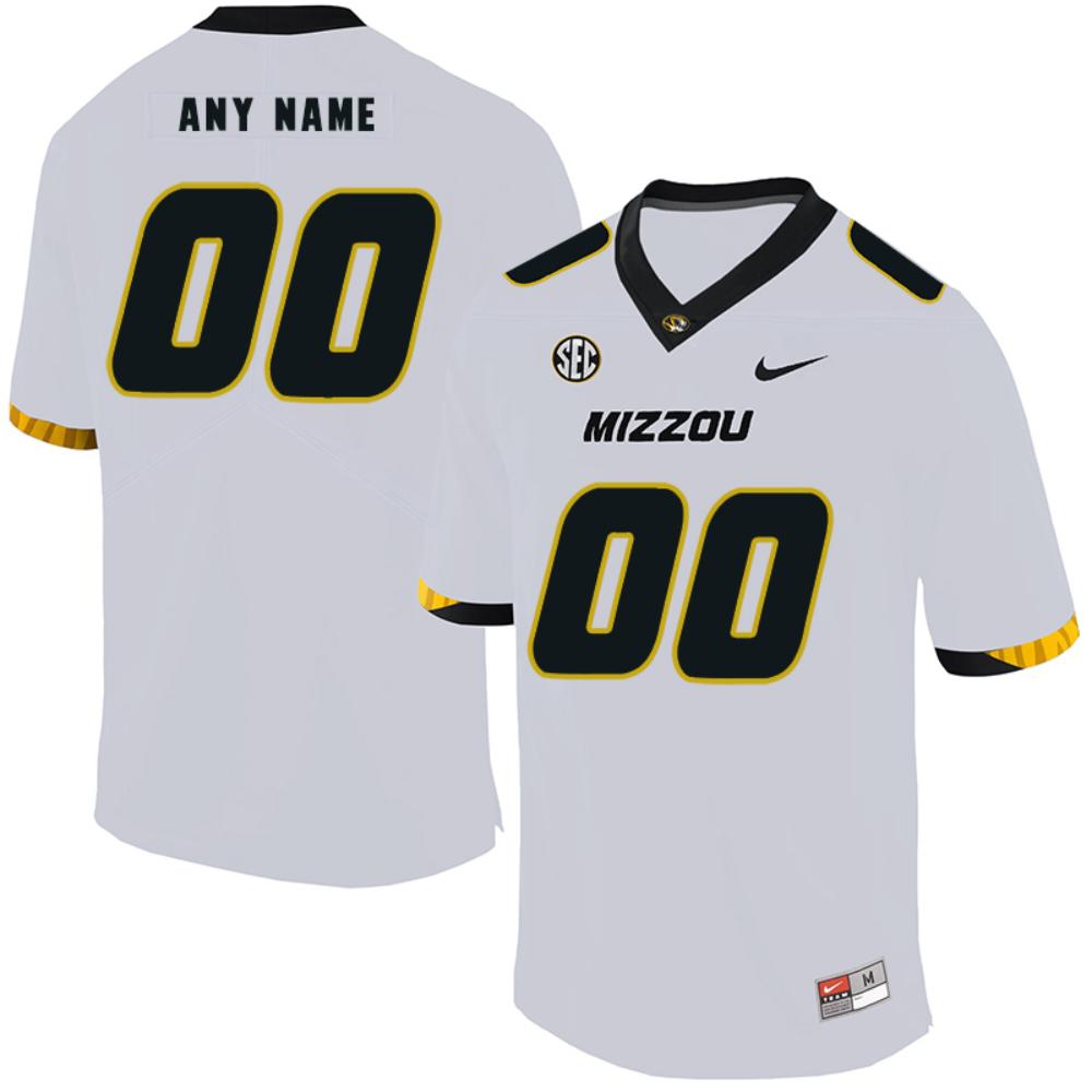 Custom Missouri Tigers Jersey Name And Number Ncaa College Football White