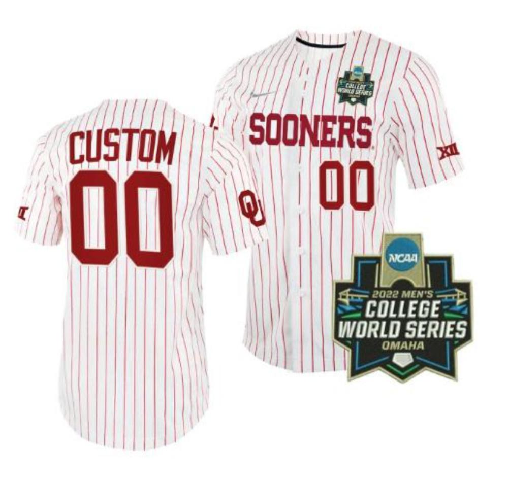 Custom Oklahoma Sooners Baseball Jersey Name And Number Ncaa White World Series