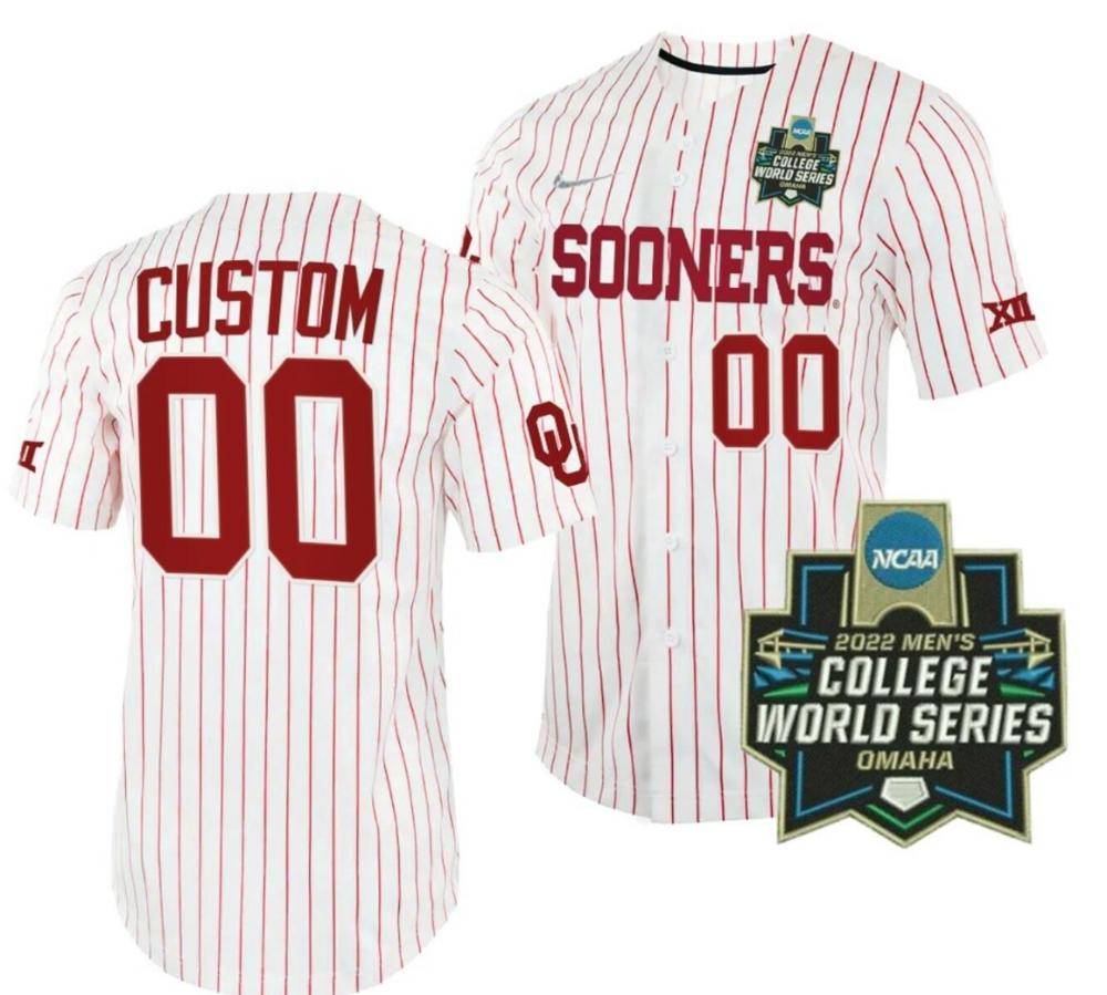 Custom Oklahoma Sooners Jersey Name And Number Baseball Ncaa White 2022 College