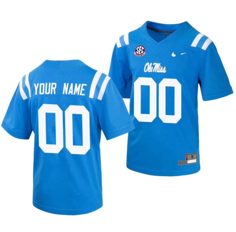 Custom Ole Miss Rebels College Football Stitched Blue Jersey