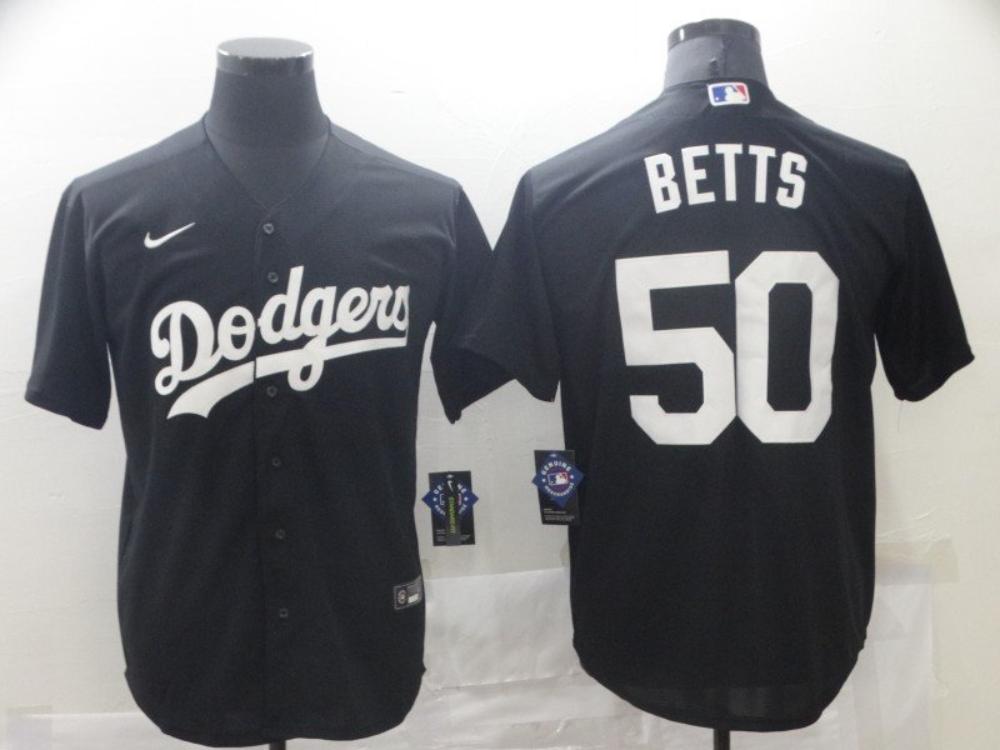 Custom Size Dodgers 50 Mookie Betts Jersey Black
