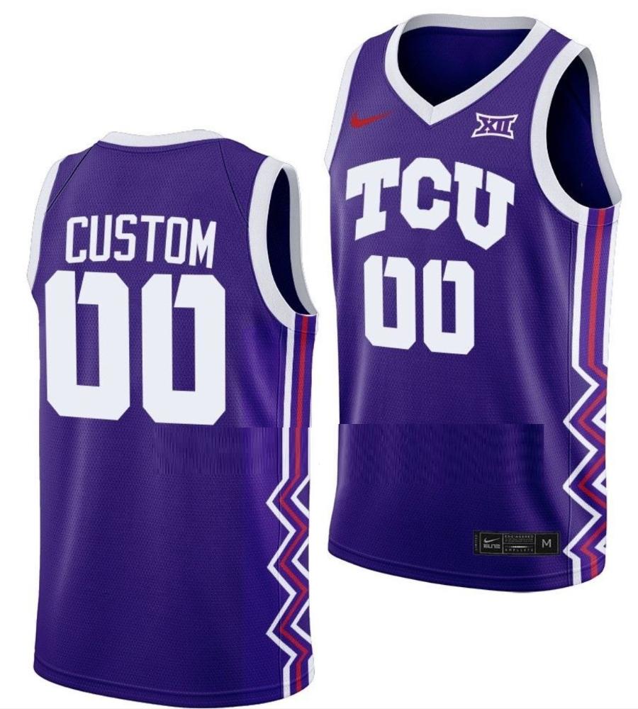 Custom Tcu Horned Frogs Jersey College Basketball Purple Away