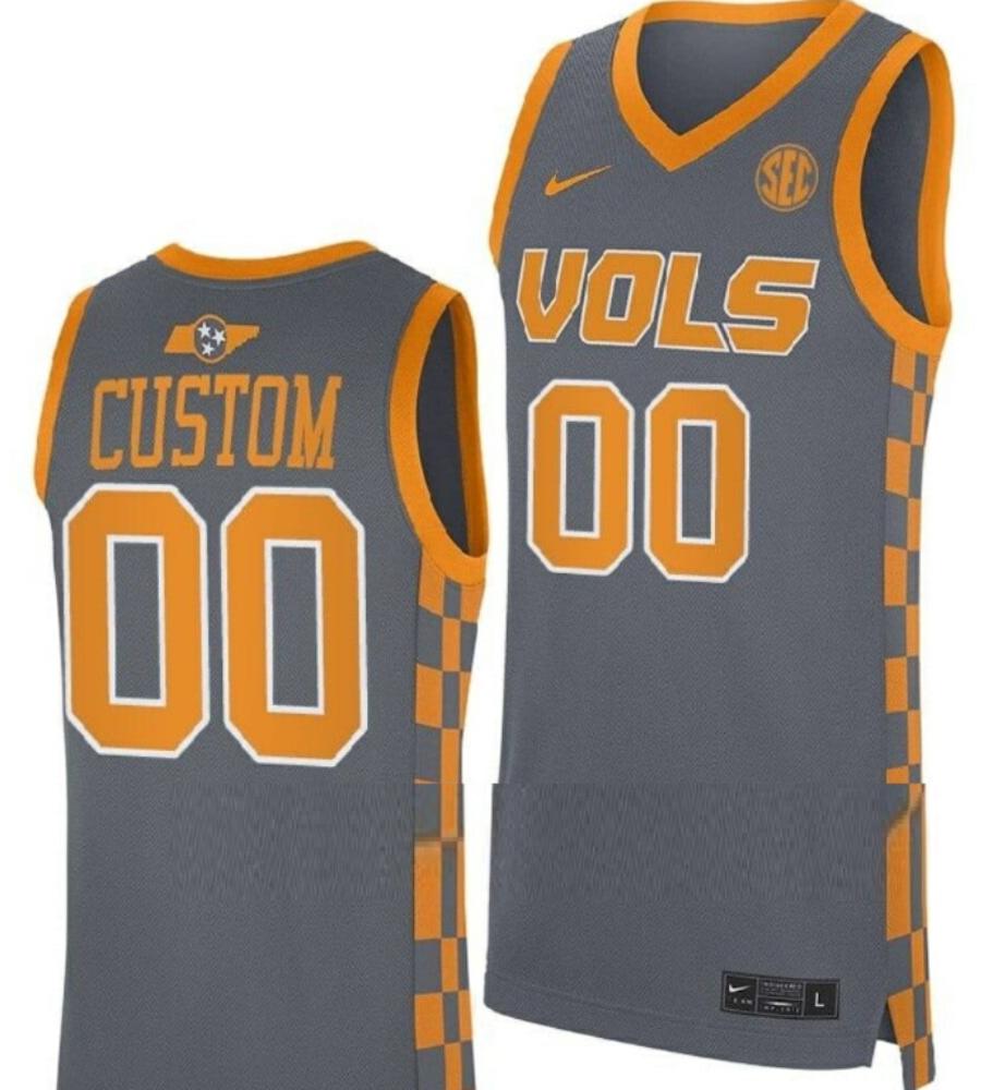Custom Tennessee Vols Jersey Name And Number College Basketball Replica Grey