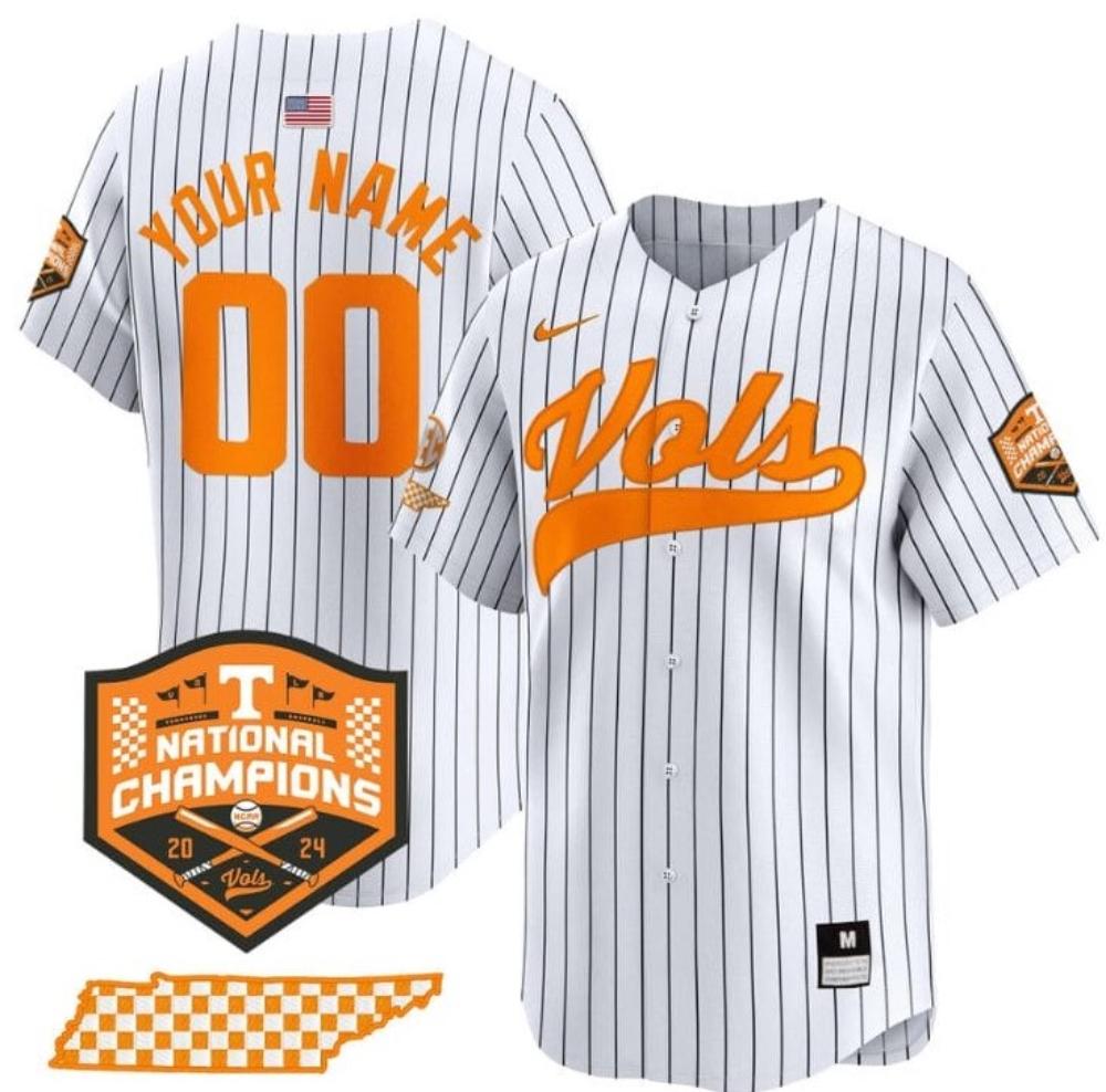 Custom Tennessee Volunteers Baseball Jersey Name And Number 2024 Champions Vapo