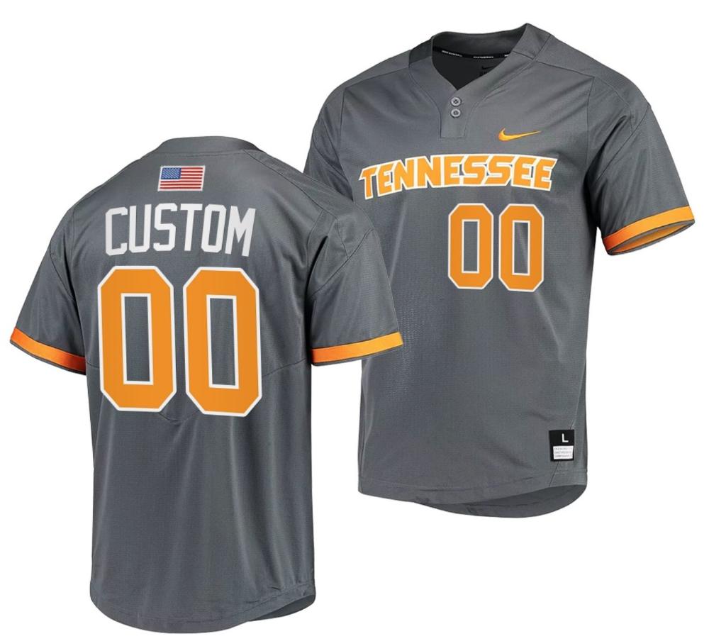 Custom Tennessee Volunteers Baseball Jersey Name And Number Ncaa College Grey