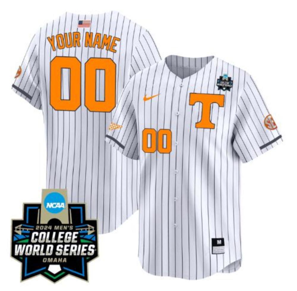 Custom Tennessee Volunteers Jersey 2024 College World Series Baseball Pinstripe