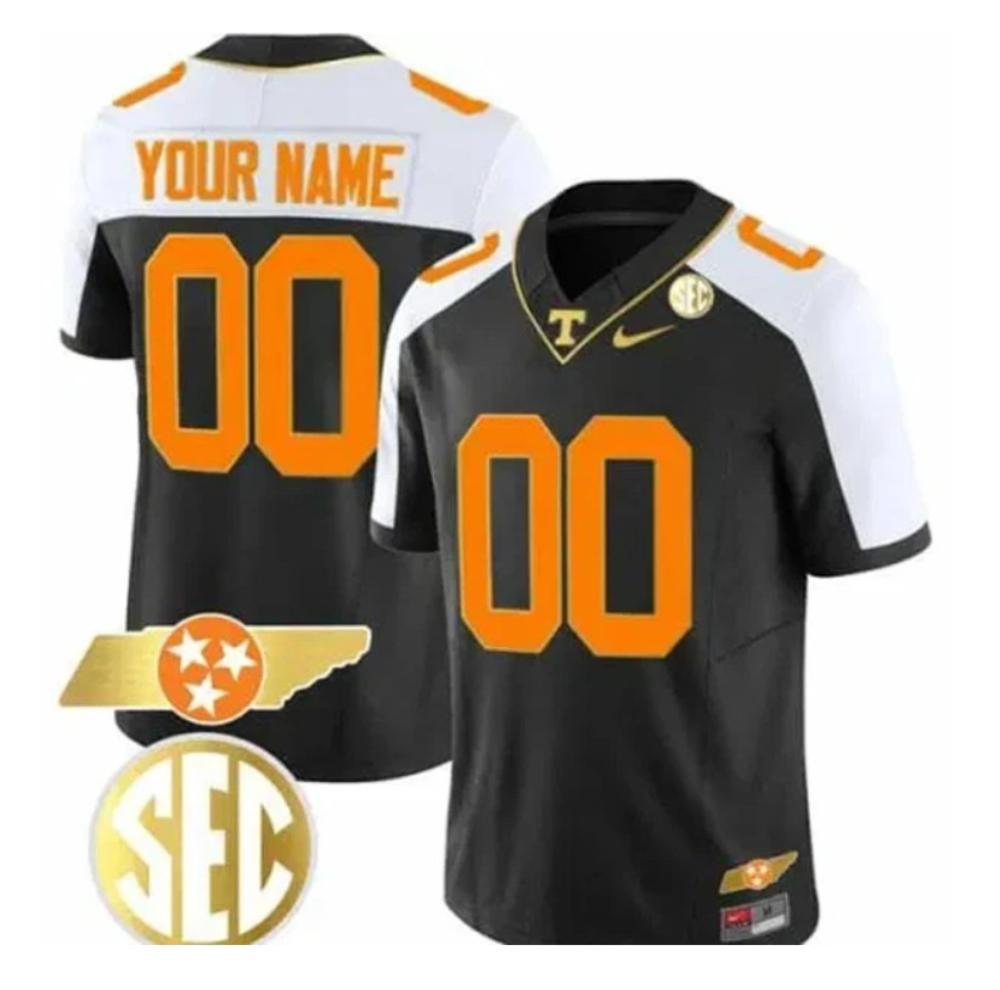 Custom Tennessee Volunteers Jersey Checkerboard Alternate Black Gold