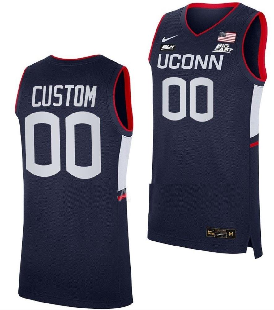 Custom Uconn Huskies Jersey College Basketball Away Navy Big East