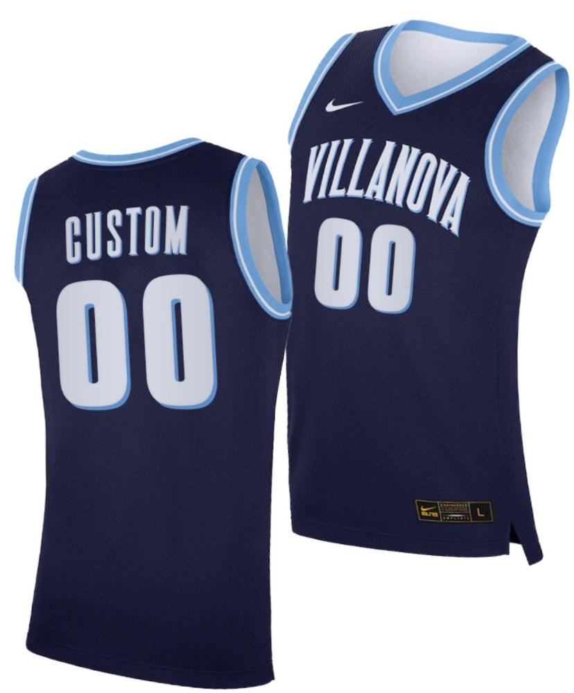 Custom Villanova Wildcat Jersey Name And Number College Basketball Navy Replica