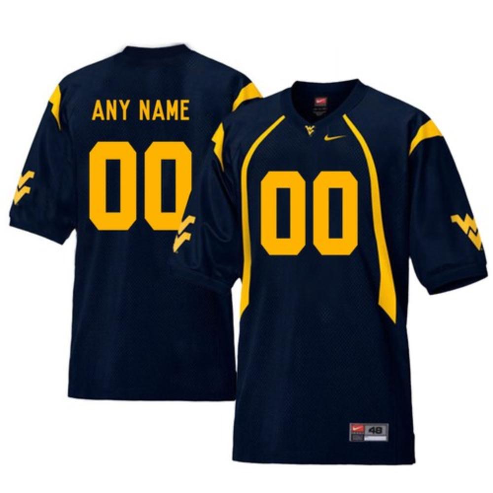 Custom West Virginia Mountaineers Jersey Name And Number Ncaa Football Navy Blue