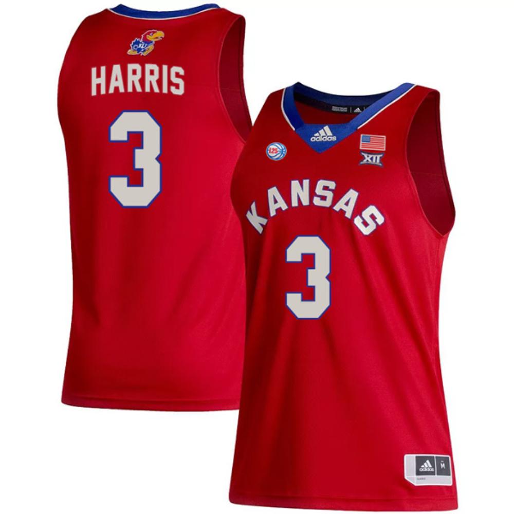Dajuan Harris 3 Kansas Jayhawks College Basketball Red Jersey All Stitched