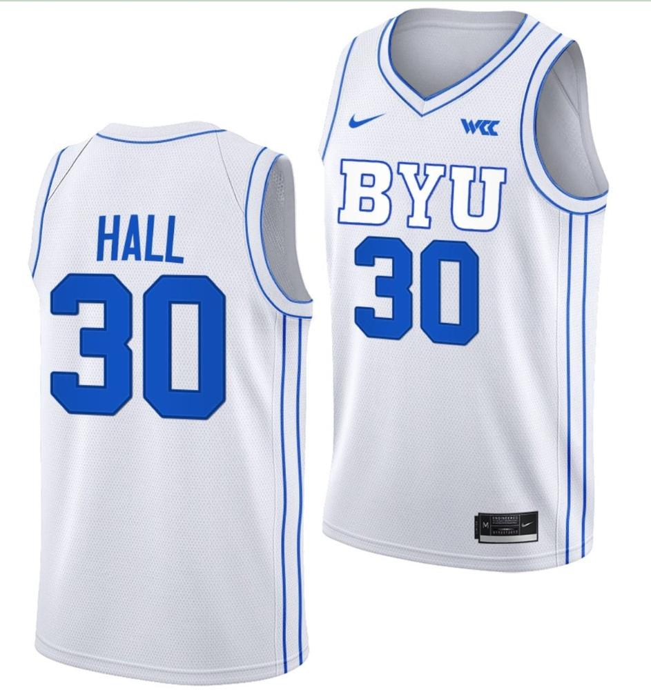 Dallin Hall Jersey 30 Byu Cougars College Basketball Jersey 2022 23 White
