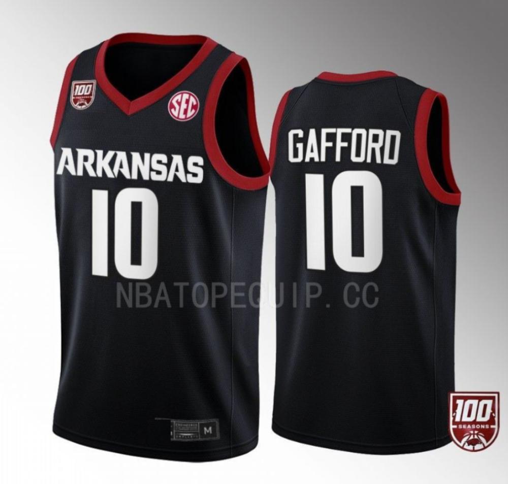 Daniel Gafford 10 Arkansas Razorbacks College Basketball Black Jersey