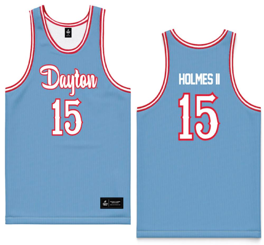 Dayton   Ncaa Mens Basketball Daron Holmes Ii 15 Blue Basketball Jersey