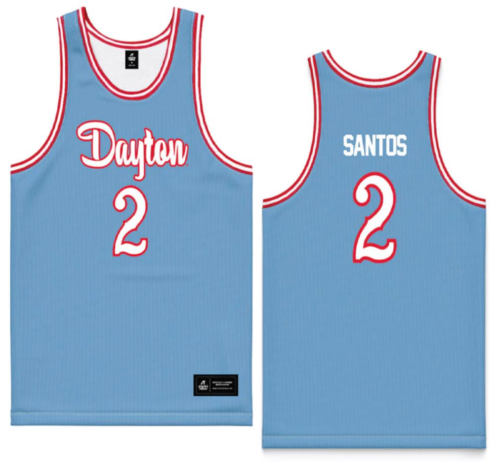 Dayton   Ncaa Mens Basketball Nate Santos 2 Basketball Jersey Blue Jersey