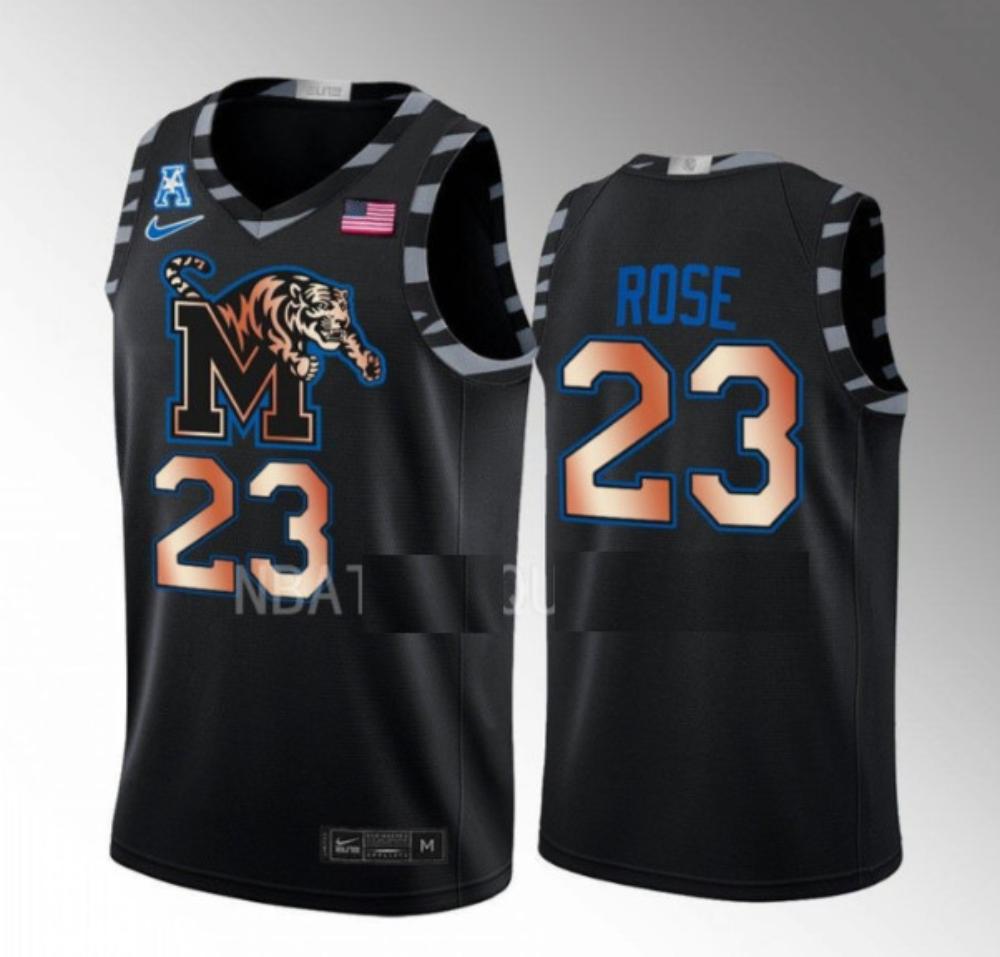 Derrick Rose 23 Ncaa Memphis Tigers Basketball College Jersey Black