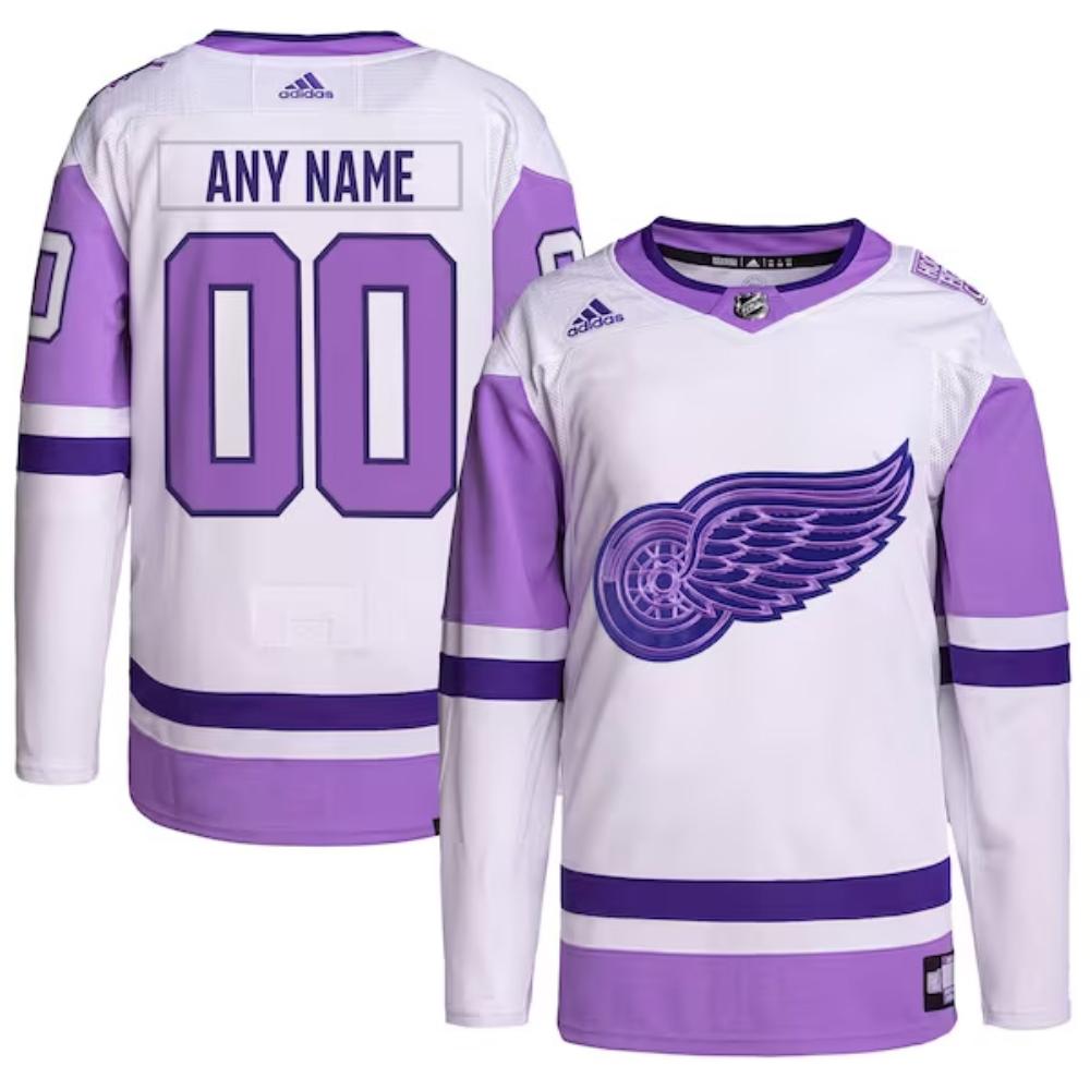 Detroit Red Wings Hockey Fights Cancer Purple Custom Jersey All Stitched