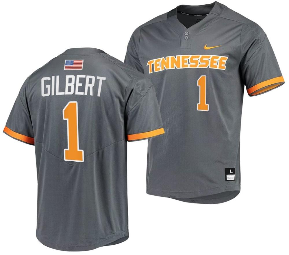 Drew Gilbert Jersey Tennessee Volunteers College Baseball Grey 1