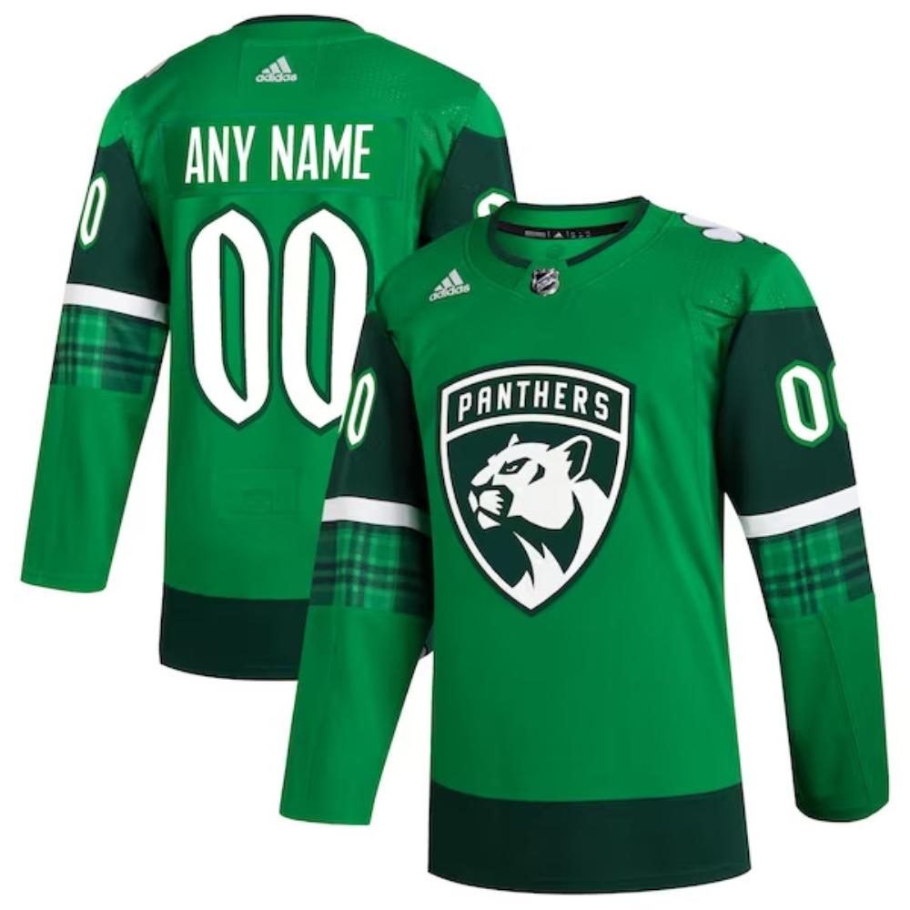 Florida Panthers Hockey St Patricks Day Green Custom Jersey All Stitched