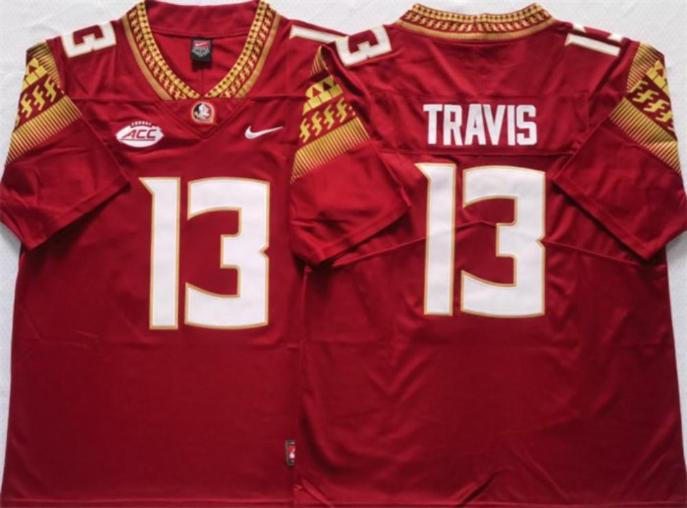 Florida State Seminoles 13 Travis Red Stitched Jersey